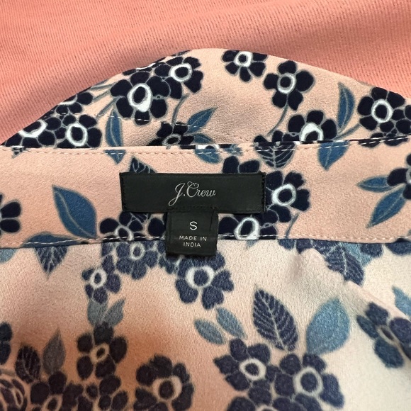 J. Crew Pink Blue Floral Faux Wrap Peplum Long Sleeve Blouse Top Size Small - Picture 3 of 11